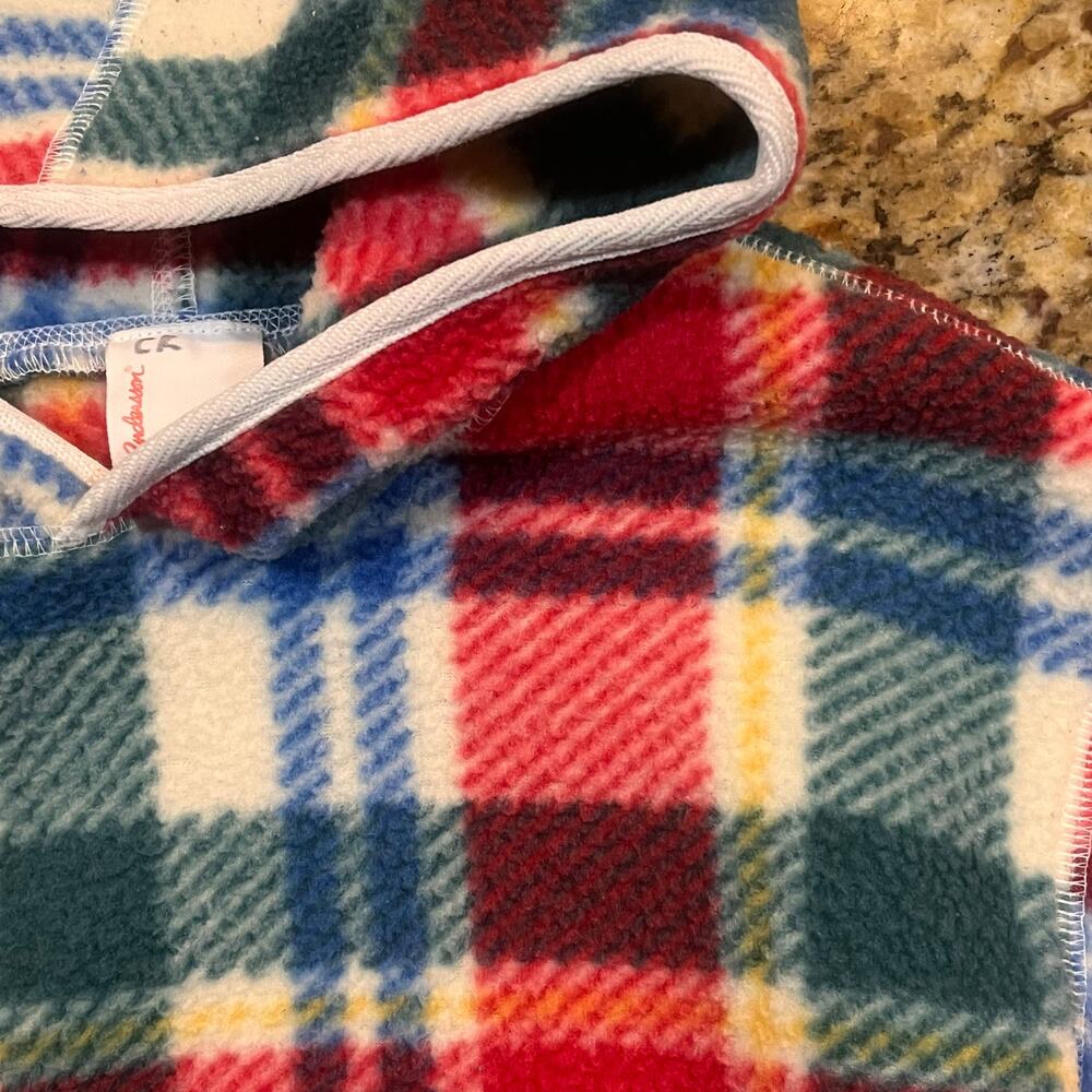 Hanna Andersson‎ Girl Size 5 Hooded Pullover Fleece Sweatshirt Plaid Sweater